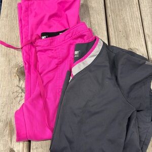 Grey's Anatomy Pink and Gray Scrub set medium short